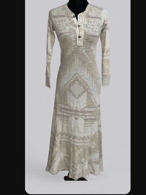 Ralph Lauren Polo Sz XL Plus 12 14 16 Western Aztec Maxi Dress Skirt Beige Rodeo